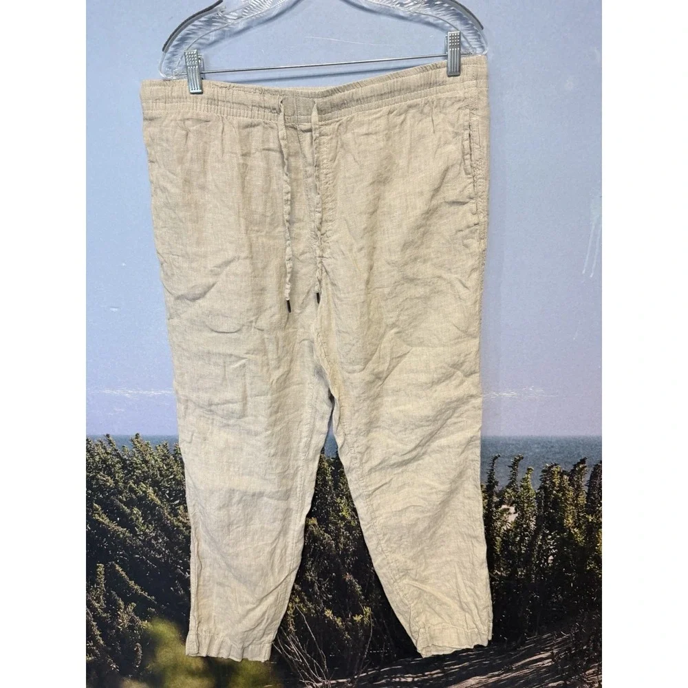 Panama Jack Linen Pants Mens L Beige Casual Chino Summer Beachy Resort Coastal